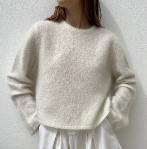 via @worldofstylein / white cream knit sweater Mohair Sweaters, Swedish Fashion, Cream Knit Sweater, Swedish Brands, White Knit Sweater, Comfy Sweaters, Warm Outfits, Casual Winter Outfits, Clean Cut