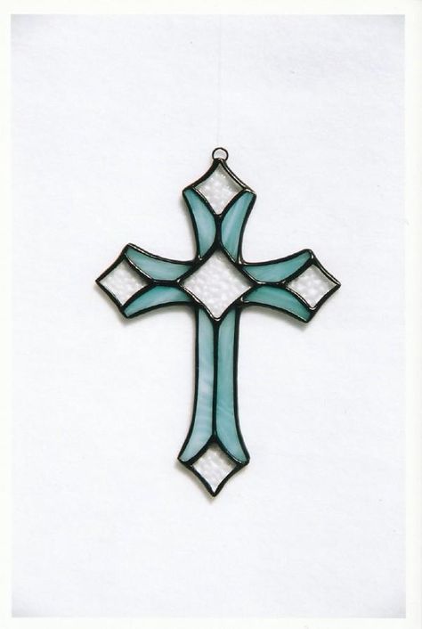 Ornament / Suncatcher - Cross Stained Glass Cross, Stained Glass Patterns Free, Glass Cross, Stained Glass Angel, Mosaic Crosses, Mosaic Stained, Making Stained Glass, Stained Glass Decor, Stained Glass Ornaments