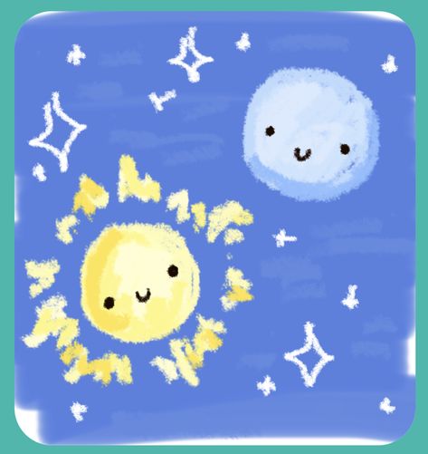 Sun And Moon Cute Drawing, Moon And Sun Couple, Moon And Sun Drawing, Sun Moon Drawing, Sun And Moon Couple, Sun Moon Couple, Ideas Noteit, Sun And Moon Drawing, Noteit Ideas