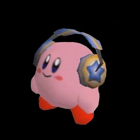 Game Icon Pink, Kirby With Headphones, Y2k Kirby, Pfp Kirby, Video Game Pfp, Low Poly Aesthetic, Ps2 Graphics, Kirby Widgets, Ps2 Aesthetic