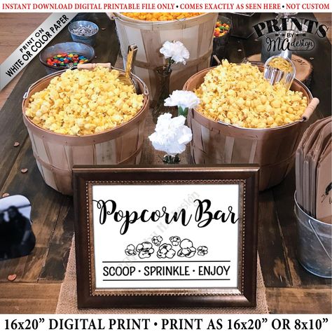 Popcorn Bar Sign, Popcorn Bar Directions Popcorn Toppings, Wedding Birthday Graduation Retirement, PRINTABLE 8x10/16x20” Popcorn Sign <ID> Popcorn Sign, Popcorn Bar Sign, Popcorn Toppings, Popcorn Bar, Cadeau Photo, Color Paper, Bar Sign, Usb Stick, Anniversary Party