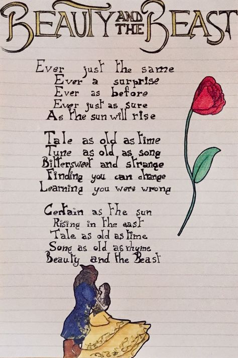 #Disney #BeautyandtheBeast #Song #lyric #drawing Beauty And The Beast Song Lyrics, Song Lyric Sketches, Song Drawings, Enchanted Lyrics, Wildflower Song, Disney Song Lyrics, Disney Song, Lyric Drawings, Fall Wallpapers