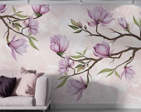 Unique Wall Painting Ideas Creative, Floral Wall Painting, Wall Painting Ideas Creative, Creative Wall Painting, House Wall Design, Wall Art Diy Paint, Room Wall Painting, Interior Wallpaper, Wall Painting Decor