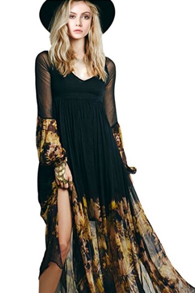 Vetement Hippie Chic, Stile Boho Chic, Look Boho Chic, Boho Chique, Floral Chiffon Maxi Dress, Long Sleeve Boho Dress, Boho Mode, Fest Outfits, Boho Dresses Long