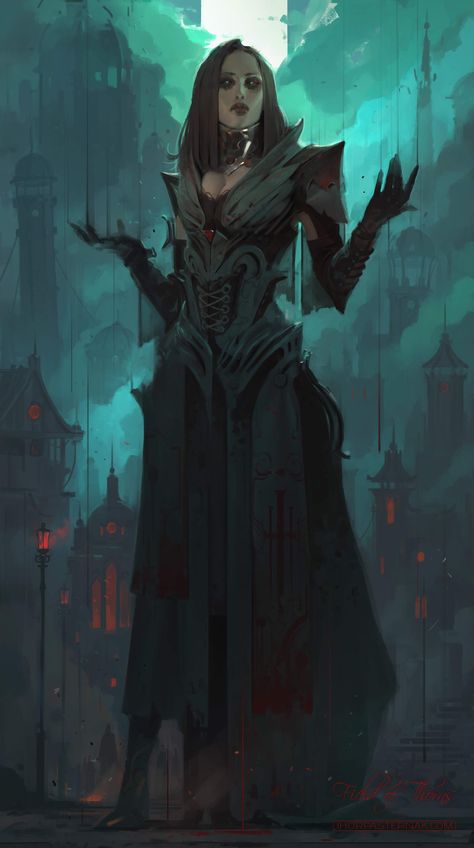 Female Human Arcanist Sorcerer Warlock Wizard - Pathfinder PFRPG DND D&D 3.5 5E 5th ed d20 fantasy Mroczny Elf, Female Vampire, 다크 판타지, High Fantasy, Arte Fantasy, Fantasy Rpg, 판타지 아트, Fantasy Inspiration, 영감을 주는 캐릭터