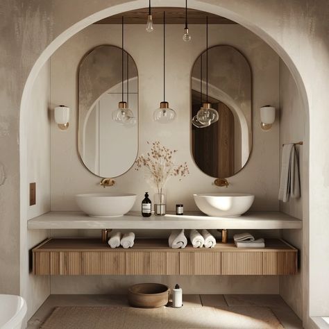 10+ Japandi Zen Ideas to Transform Your Bathroom - Vividly Aesthetic Toilet In Bathroom Ideas, Cool Tone Bathroom Ideas, Japandi Guest Bathroom, Bathroom Nordic Style, Bathroom Japandi Style, Japandi Toilet Design, Scandinavian Interior Design Bathroom, Natural Materials Interior Design, Natural Bathroom Ideas