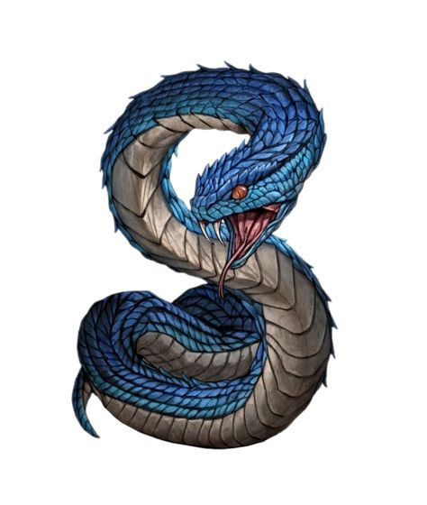 Giant Viper Blue Snake - Pathfinder 2E PFRPG PFSRD DND D&D 3.5 4E 5E 5th ed d20 fantasy Snake Familiar Dnd, Snake Monster Art, Dnd Snake, Snake Monster, Quetzalcoatl Tattoo, Map Assets, Viper Snake, Pathfinder 2e, Giant Snake