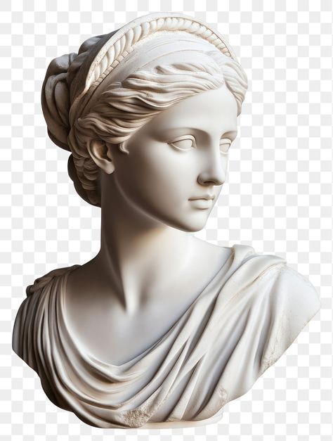 Greek Women Sculpture, Greek Statue Face, Statue Png, Greek Headpiece, Ancient Greek Statues, Sculptures Greek, Ancient Greece Aesthetic, Sculpture Female, Greek Bust