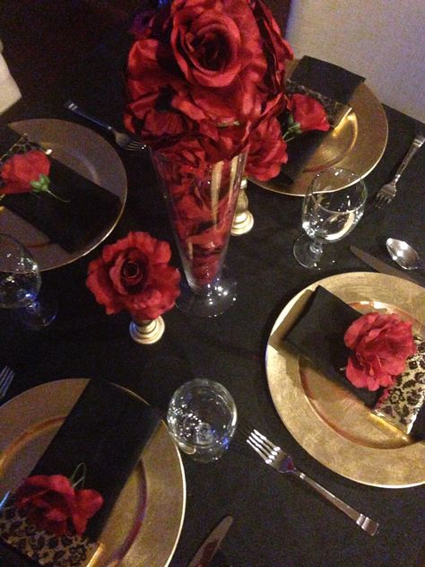 50th Birthday Party - Red/Black/Gold Black Gold Red Party Decor, Red Black And Gold Birthday Party Decor, Red Birthday Party, Birthday Party Table Decorations, 60th Bday, Moms 50th Birthday, 50th Birthday Party Decorations, Red And White Weddings, Gatsby Themed Party