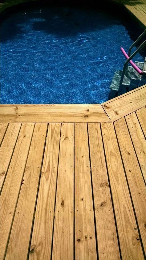 Deck Border Ideas, Deck Border, Decks Around Pools, Above Ground Pool Deck, Wooden Pool, Pool Deck Plans, Semi Inground Pools, Living Pool, Best Above Ground Pool