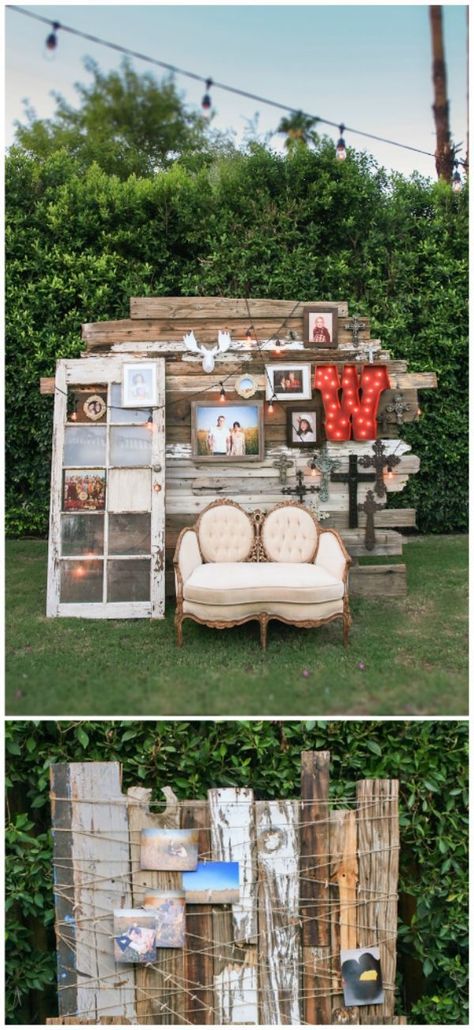 Outdoor Photo Booths, Diy Fotokabine, Photo Booth Ideas, Cool Backdrops, Deco Champetre, Diy Photo Booth, Wedding Photo Booth, Booth Ideas, Photo Booth Backdrop