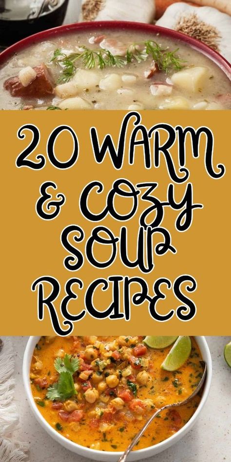 The best soup recipes to warm you up this fall and winter. Chickpea Curry Soup, Beef Barley Soup, Acorn Squash Soup, Potato Soup, Vegetable Soup, Roasted Butternut Squash and Carrot Soup, Chicken Pastina Soup, Grandma’s Chicken Noodle Soup. Fall Soups And Stews Crock Pot, Chicken Pastina Soup, Chicken Pastina, Butternut Squash And Carrot Soup, Squash And Carrot Soup, Slow Cooker Pumpkin Soup, Acorn Squash Soup, Pastina Soup, Best Chicken Noodle Soup