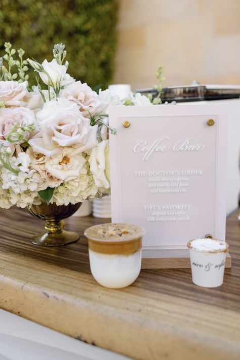 There's something magical about combining your love for coffee with the beauty of wedding florals. Imagine sipping on your favorite brew surrounded by stunning bouquets that elevate every moment. 🌸☕💐✨🌿❤️

Venue // @greystonebh 
Coordinating // @tdahlgrenevents 
Photographer // @kaitiebrainerdphoto 
Photographer 2 // @madimellophotography 
Videographer // @tierney.weddings 
Florals // @celebrateflorals 
Cake // @cakegoodness 
Hair and Makeup // @marilyngbeauty @hope.makeupandhair DJ // @ohwattanight 
Catering // @24carrotscatering 
Coffee Bar // @blankbeverage 
Signage // @beau.paperie 
Rentals // @harryspartyrental


#CoffeeLovers #WeddingFlorals #UniqueEvents #LoveAndFlowers #EventInspiration Wedding Coffee Catering, Bachelorette Coffee Bar, Signature Coffee Drinks Wedding, Coffee Bar Wedding Reception Ideas, Wedding Iced Coffee Bar, Iced Coffee Bar Wedding, Coffee Bar Ideas Wedding, Coffee Bar Ideas For Wedding, Coffee Bar Wedding Ideas