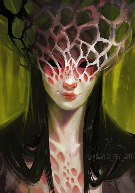 Fungi Monster Art, Mushroom Goddess Art, Fungi Character Design, Mushroom Monster Art, Fungi Monster, Mushroom Horror, Mushroom Character Art, Mushroom Face Paint, Mushroom Concept Art