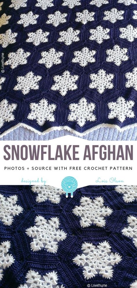 **madi**Snowflake Afghan Free Crochet Pattern | Wool Pattern Snowflake Afghan, Snowflake Blanket, Crochet Square Pattern, Crochet For Beginners Blanket, Crochet Snowflakes, Afghan Crochet, Haken Baby, Afghan Patterns, Crochet Afghans