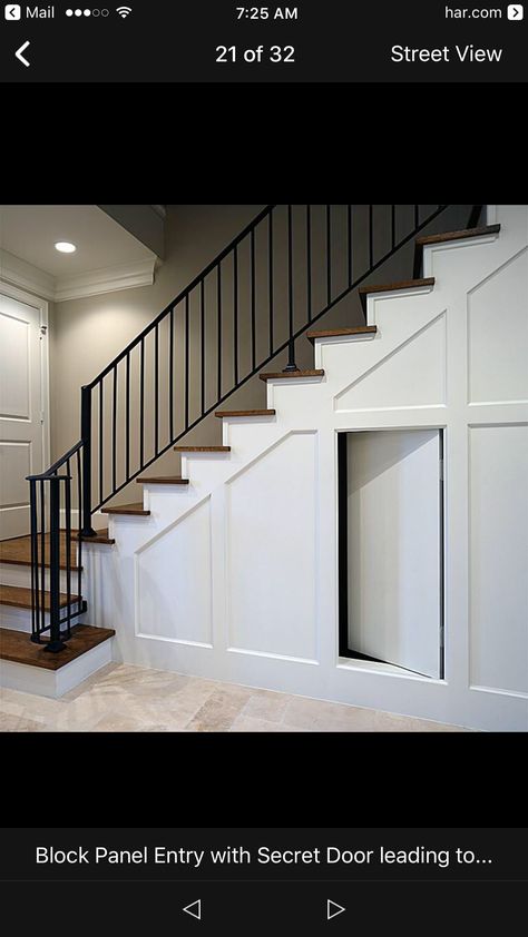 Wall Paneling Under Stairs, Paneling Under Stairs, Door For Under Stairs Storage, Secret Door Under Stairs, Hidden Door Under Staircase, Hidden Door Staircase, Hidden Space Under Stairs, Secret Door Under Staircase, Under Stairs Murphy Door