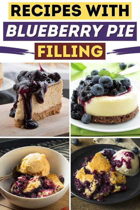 These recipes with blueberry pie filling are too good to pass up! From cobbler to cheesecake to pie, you'll want to try them all! Easy Blueberry Pie With Canned Filling, Recipes Made With Blueberry Pie Filling, Recipes Using Canned Blackberry Pie Filling, Blueberry Crumble Pie With Canned Filling, Recipes With Canned Blueberry Pie Filling, Easy Desserts With Blueberry Pie Filling, What To Make With Blueberry Pie Filling, Blueberry Pie Filling Cobbler, Blueberry Filling Desserts