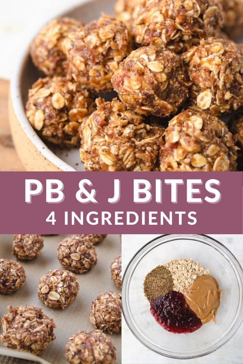 Peanut Butter And Jelly Balls, Peanut Butter And Jelly Bites, Peanut Butter Jelly Protein Balls, Pb And J Oat Bites, Peanut Butter And Jelly Snacks, Peanut Butter And Jelly Appetizer, Oatmeal Bites, Granola Bites, Gluten Free Peanut Butter