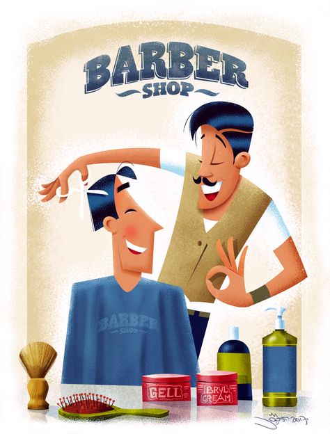 Barbershop on Behance Barber Illustration, Procreate Ipad Art, Wacom Tablet, Procreate Ipad, Shop Illustration, 2d Design, Ipad Art, Drawing Poses, Photoshop Adobe