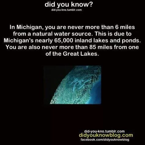 I grew up in Michigan 👨‍👩‍👧‍👦 | One of my favorite facts about our state | Facebook Michigan Facts, Michigan Adventures, Michigan Girl, Michigan Travel, The Great Lakes, State Of Michigan, Pure Michigan, Northern Michigan, Detroit Michigan