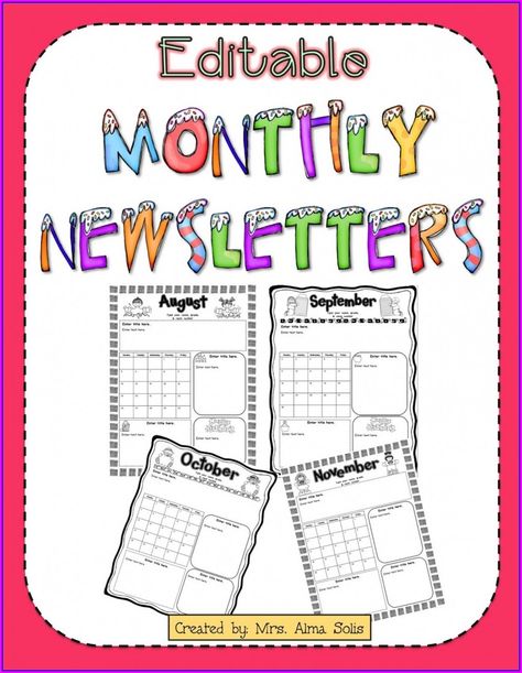 Editable Newsletter Templates Word Elementary School Newsletter Template, School Newsletter Template Free, Newsletter Templates Word, Teacher Newsletter Template, Parent Newsletter Template, Kindergarten Newsletter, Monthly Newsletter Template, Printable Letter Templates, Preschool Newsletter Templates