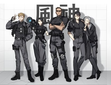 Male Police Officer Character Design, Weaponsmith Aesthetic Art, Fbi Agent Character Design, Secret Agent Outfit Male, Military Character Design Male, Anime Policeman, Soldier Character Design Male, Secret Agent Character Design, Police Character Design