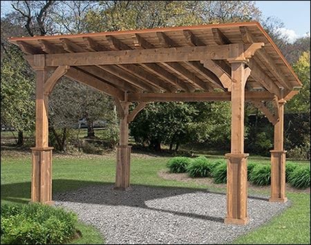 16' x 20' Rustic Red Cedar Santa Barbara Pergola Copper Metal Roof, Free Standing Pergola, Salisbury Beach, Rustic Pergola, Cedar Pergola, Bbq Area, Pergola Designs, Outdoor Pergola, Patio Bar