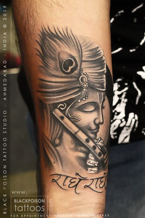 Krishna Tattoo Best Tattoo Studio in India Black Poison Tattoos Krishna Hand, Poison Tattoo, Buddhist Symbol Tattoos, Hindu Tattoos, Mahadev Tattoo, Krishna Tattoo, Om Tattoo Design, Ganesha Tattoo, Tattoos Men