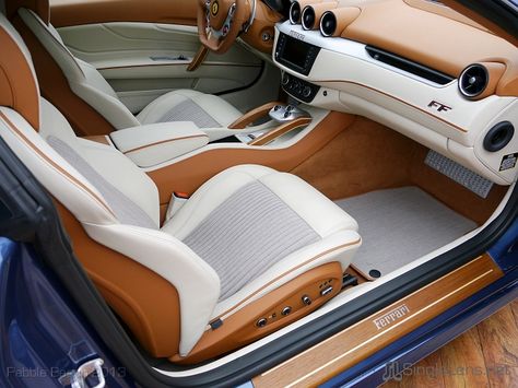 Ferrari FF interior white and brown wood interior Brown Wood Interior, Semi Trucks Interior, Best Car Interior, Vw T3 Doka, Mustang Interior, Car Interior Upholstery, Ferrari Ff, Custom Dashboard, Bmw Interior