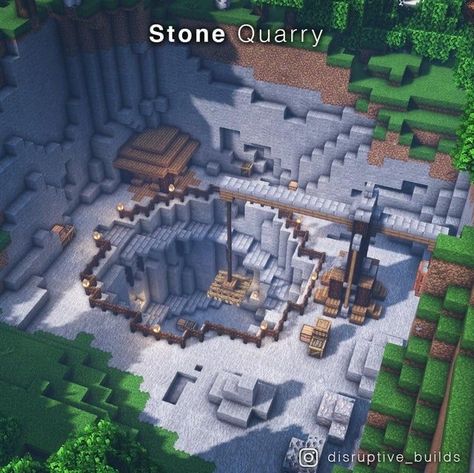 Minecraft Quarry Design, Minecraft Snow Village Ideas, Minecraft Midevil House Ideas, Mountain Base Minecraft, Minecraft Snow Village, Minecraft Mineshaft Ideas, Minecraft Layouts, Minecraft Kingdom Layout, Minecraft Ruins