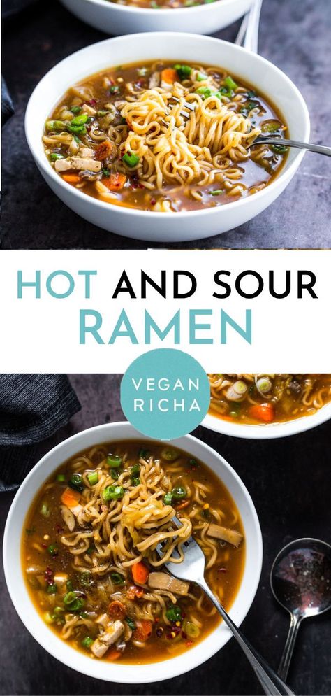 Vegan Hot And Sour Soup, Ramen Vegan, Glass Noodles Recipe, Tofu Soup, Vegan Richa, Hot And Sour Soup, Ramen Soup, Sour Soup, Asian Soup