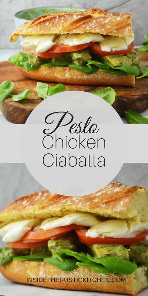 Chicken Recipes Pesto, Ciabatta Sandwiches, Ciabatta Sandwich, Recipes Pesto, Chicken Pesto Sandwich, Pesto Sandwich, Healthy Recipes Crockpot, Recipes Potato, Chicken Pesto