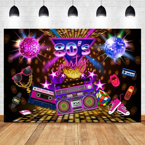 Online Shop NeoBack 80s Party Backdrop Disco Theme Retro 80's Birthday Background Photography Sign 1980's Neon Eighties Photobooth Props | Aliexpress Mobile Photo Backdrop Birthday, Cake Table Backdrop, 80s Party Decorations, 80's Theme, 80's Party, 80s Theme Party, Party Photo Backdrop, Disco Theme, Photo Booth Prop