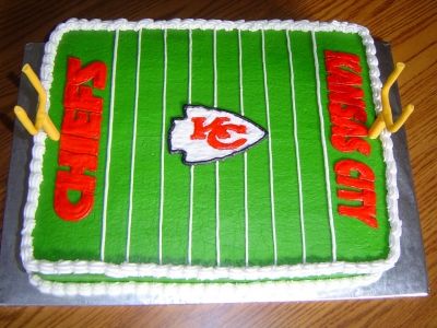 Kansas City Chiefs cake By dixiechick0225 on CakeCentral.com Kansas City Chiefs Cake, City Cake, Fig Cake, Football Birthday Party, Football Cake, Bowl Cake, Candy Sticks, Football Birthday, Grooms Cake