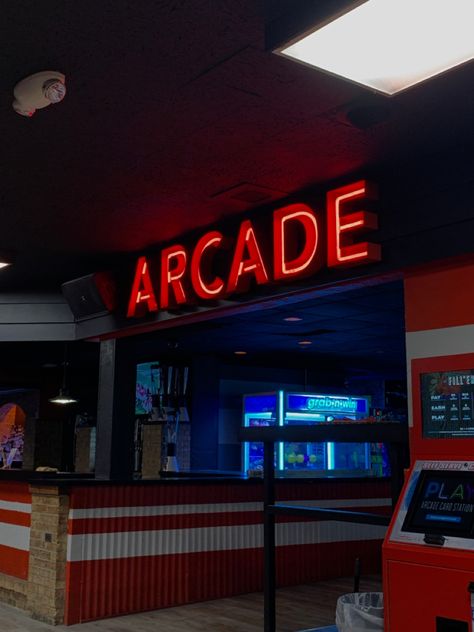 Red Arcade Aesthetic, Orange Arcade Aesthetic, Vintage Arcade Aesthetic, Arcade Games Aesthetic, Haunted Arcade, 1990’s Aesthetic, Abandoned Arcade, Highschool Vibes, Arcade Core