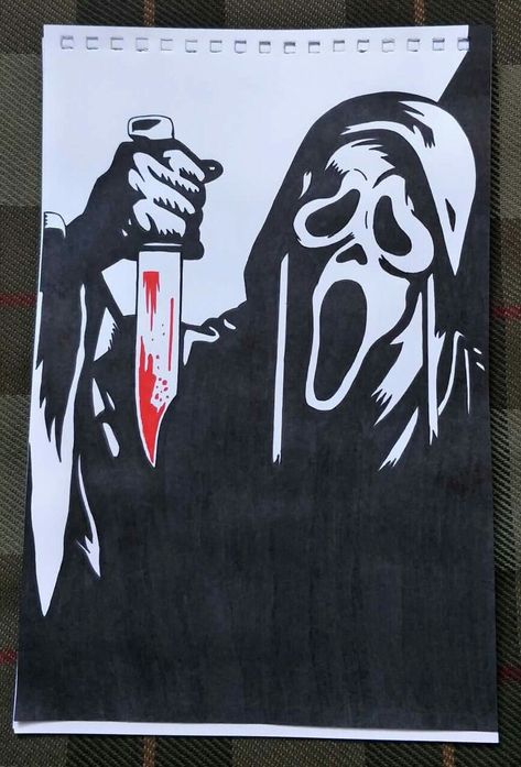 Ghostface #drawing Ghostface Cartoon Drawing, Gost Face Drawings, Horror Movie Art Drawing, Scream Drawing Ideas, Horror Movie Characters Drawing, Ghost Face Sketch, Scream Drawing Easy, Ghostface Cartoon, Ghost Face Drawing Easy