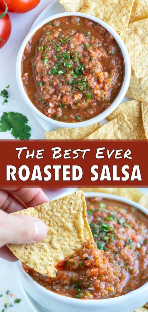 Roasted Tomato Salsa Recipe, Roasted Salsa Recipe, Tomato Salsa Recipe, Roasted Tomato Salsa, Restaurant Style Salsa, Homemade Salsa Recipe, Mild Salsa, Roasted Tomato, Fresh Salsa