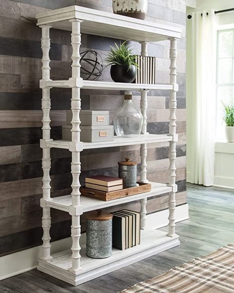 Large Bookcase, Wood Bookshelves, White Bookcase, Open Bookcase, Etagere Bookcase, Wood Bookcase, Ashley Furniture Homestore, Modern Farmhouse Style, Ashley Furniture