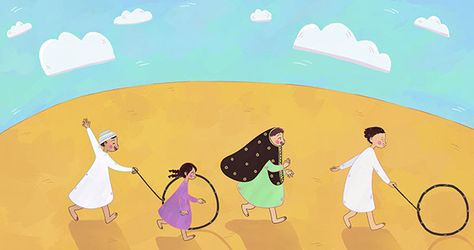 A collection of illustrations of some traditional games from Kuwait Saudi Illustration, Kuwait Illustration, Saudi Arabia Culture Art, Kuwait National Day Art, Oman Country Illustration, Diy Art Projects Canvas, Ramadan Poster, Eid Stickers, Gold Wallpaper Background