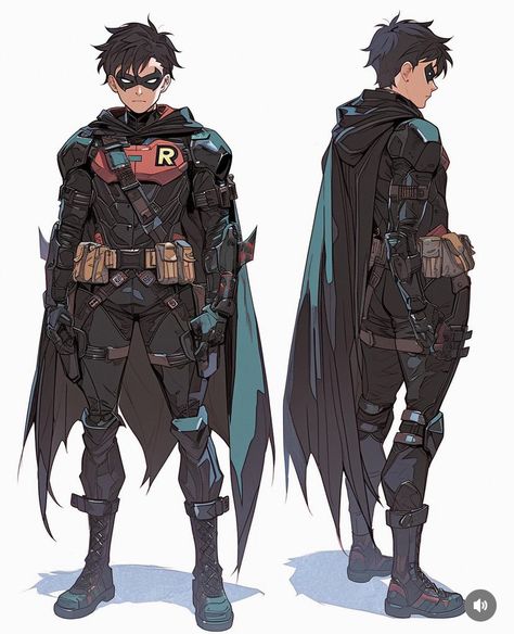 Deathstroke Suit Design, Cool Hero Outfits, Batman Character Art, Original Superhero Concept Art, Hero Suits Male, Dark Hero Costume, Superhero Suit Ideas Male, Batman Suit Concept Art, Robin Suit Design