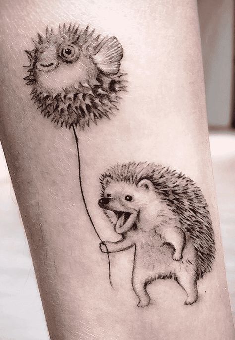 Realistic Hedgehog Tattoo, Headhog Tattoo, Funny Bird Tattoo, Hedgehog Tattoo Design, Hedgehog Tattoo Ideas, Tattoo Hedgehog, Porcupine Tattoo, Hedgehog Tattoos, Hedgehog Drawings