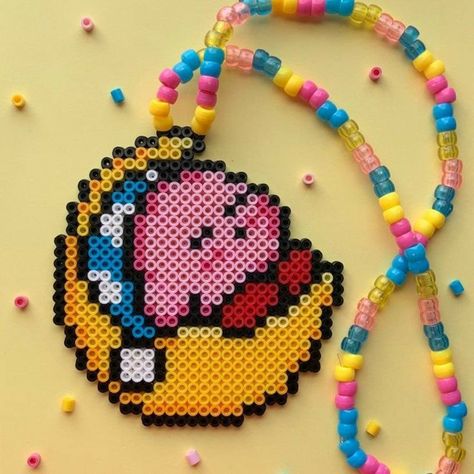 Perler Kirby, Kirby Kandi, Sleepy Kirby, Kirby Christmas, Kandi Mask Patterns, Kawaii Kandi, Kidcore Jewelry, Decora Accessories, Kandi Designs