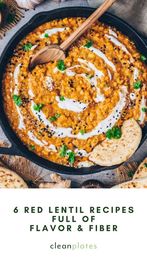 Red lentils are quick to cook, inexpensive, and versatile -- plus, they're a great source of protein and fiber. Enjoy them in one of these delicious recipes tonight. Red Lentil Bread, Lentil Dinner, Lentil Bread, Red Lentil Recipes, Cooking Red Lentils, Red Split Lentils, Lazy Cat Kitchen, Lentils And Rice, Source Of Protein