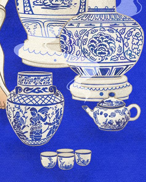 Women In Art History, Vietnamese Ceramics, Blue Paintings, Women In Art, Vietnamese Culture, Hidden Art, Hidden Beauty, Traditional Ceramics, Blue Painting