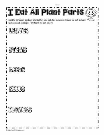 Plant Parts I Eat Plant Workshop, Plant Printable, Plant Parts, Work Sheet, English Story, First Week Of School, Parts Of A Plant, First Week, All Plants