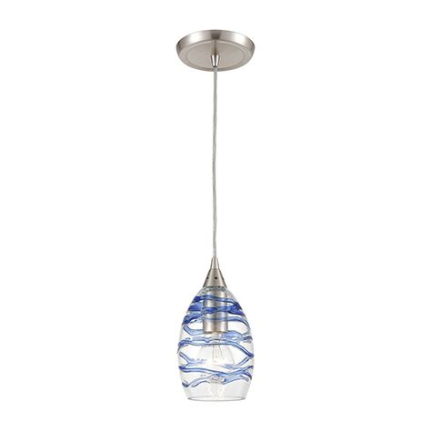 Elk Lighting Vines Satin Nickel One Light Five Inch Mini Pendant 31742/1 | Bellacor Coastal Loft, Loft Farmhouse, Blown Glass Pendant Light, Kitchen Pendant, Florida Design, Modern Contemporary Style, Jar Lights, Blue Pendant, Elk Lighting