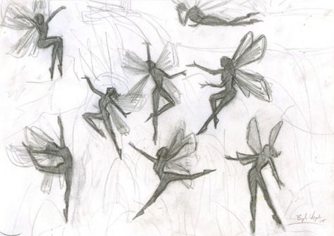 fairy silhouettes Faerie Poses Drawing, Faries Drawings Sketches, Fairy Drawing Reference, Fairy Art Drawing Sketches Beautiful, Fairies Silhouette, Burdge Bug, Fairy Sketch, Dancing Fairy, Fairies Flying