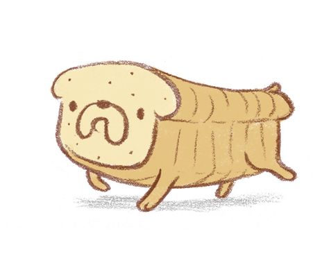 The neighbors have a loaf of bread that’s also a dog. #gordito by Jacob Germs Scary Dog Drawing, Dog Treats Illustration, Dog Cooking Illustration, Dog Pooping Illustration, Dog In Bath Drawing, Dog Drinking Coffee Illustration, Labradoodle Art, Pug Illustration, Dog Bread