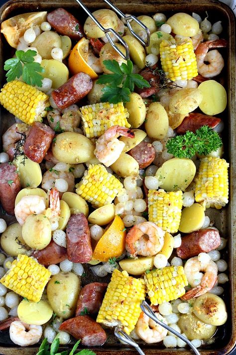 Celebrate summer and create memories around the table with this easy One Pot Shrimp Boil flavored with melted garlic butter. Seafood Boil With Scallops, One Pot Shrimp, Garden In The Kitchen, Diy Extracts, Boil Recipes, Shrimp Corn, Spicy Shrimp Tacos, Potted Shrimp, Country Boil