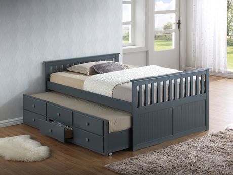 Broyhill Kids Marco Island Full Captain’s Bed with Trundle - Grey | Walmart Canada Design Studio Names, Twin Captains Bed, Broyhill Furniture, Space Saving Furniture Bedroom, Captains Bed, Twin Trundle Bed, Twin Trundle, Bed With Trundle, Marco Island